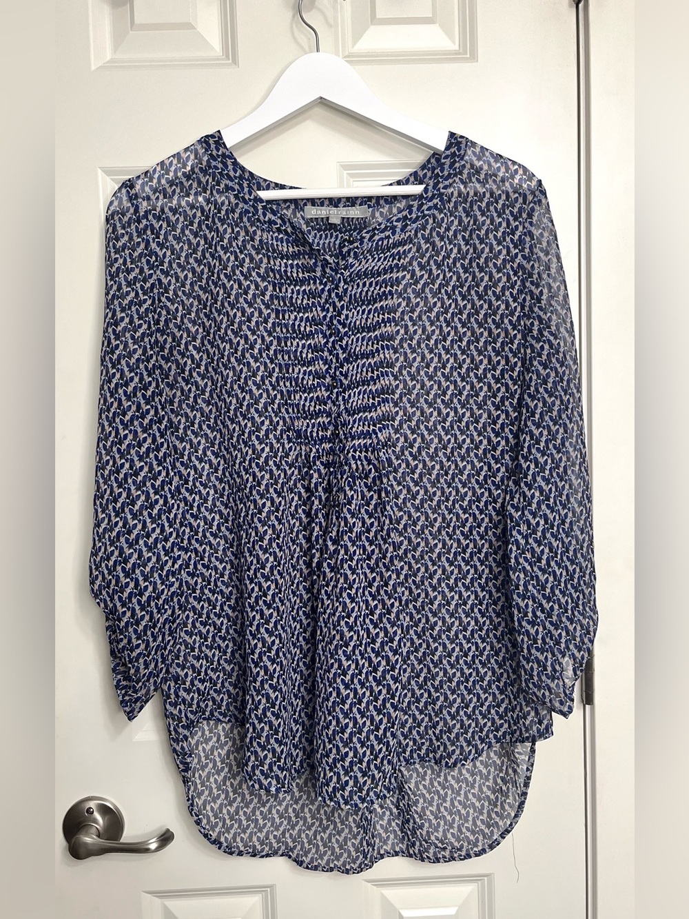 Daniel Rainn Sheer Geometric Print Blouse